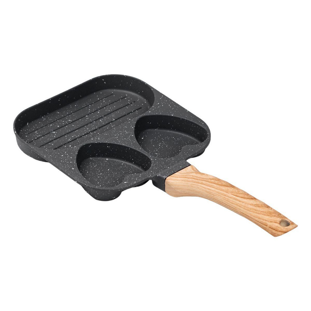 Сковорода квадратная порционная на 3 секции с антипригарным покрытием серая HP39569C Киев - изображение 2