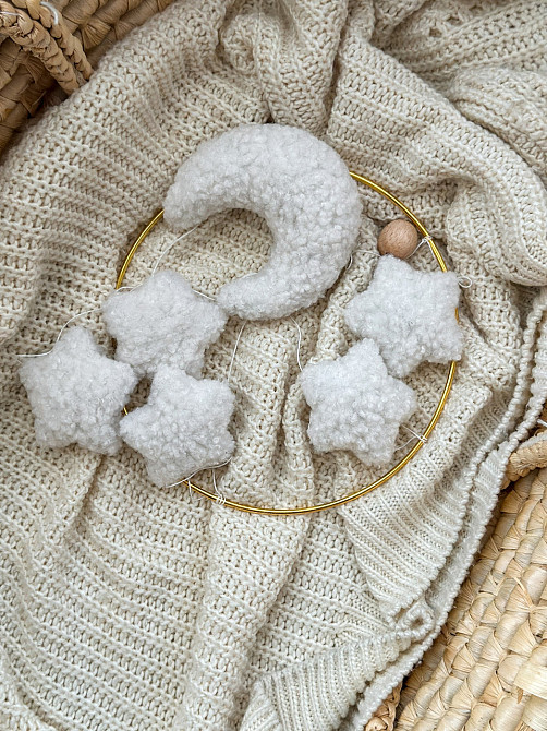 Дитячий мобіль на ліжечко для немовлят ручної роботи WooolyWool «Зірки» Київ - фото 6