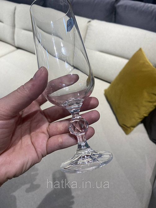 Набір келихів для шампанського 6 шт BOHEMIA "Claudia" 180 мл прозоре скло з гарною ніжкою Київ - фото 4