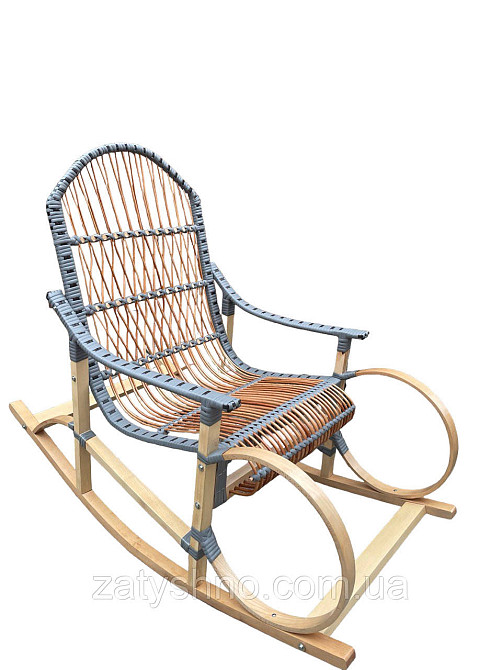 Крісло гойдалка плетена сіра з ротангом Київ - фото 9