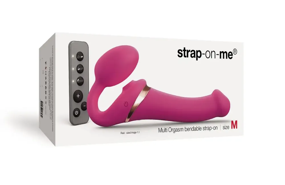 Безремінний вібрострапон з вакуумною стимуляцією Strap-On-Me MULTI ORGASM Fuchsia M, регульований Львів - фото 8