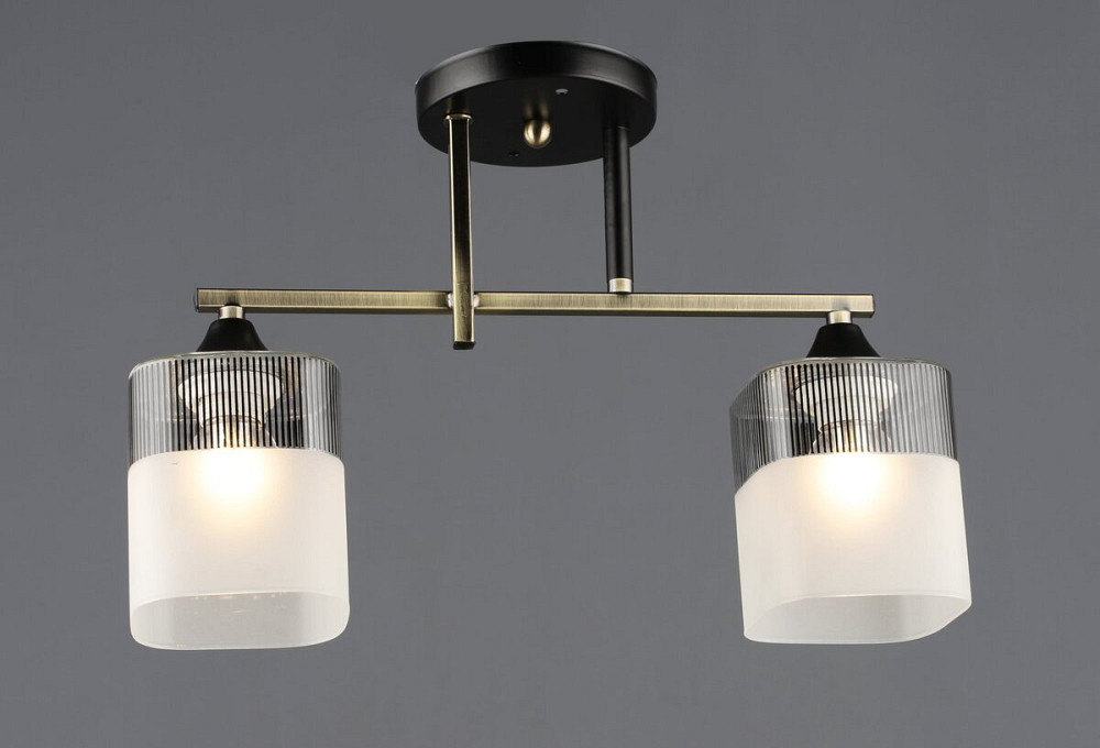 VALESO Люстра стельова на 2 плафони VALESO E27 Бронза Чорний Скло Сталь A4425/2 Коломия - фото 1