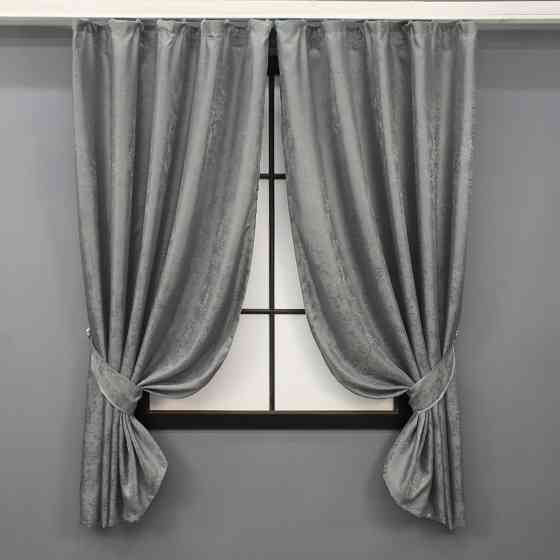 Комплект коротких штор VR-Textil Жакард Мармур Al1 № 1015ш Графітовий 130х170 см 2 шт (35-0208) Київ