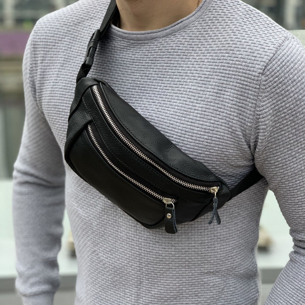 Сумка бананка чоловіча через плече шкіра, Бананка універсальна Шкіряна сумка на груди KO-66 Львів - фото 16