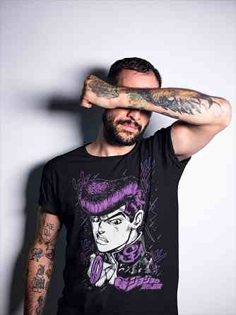 Футболка для хлопчика з аніме принтом Джоджо С Бізарре Адвентуре оверсайз (зріст від 165 до 180) Чорний AnimeJ0115m Дніпро