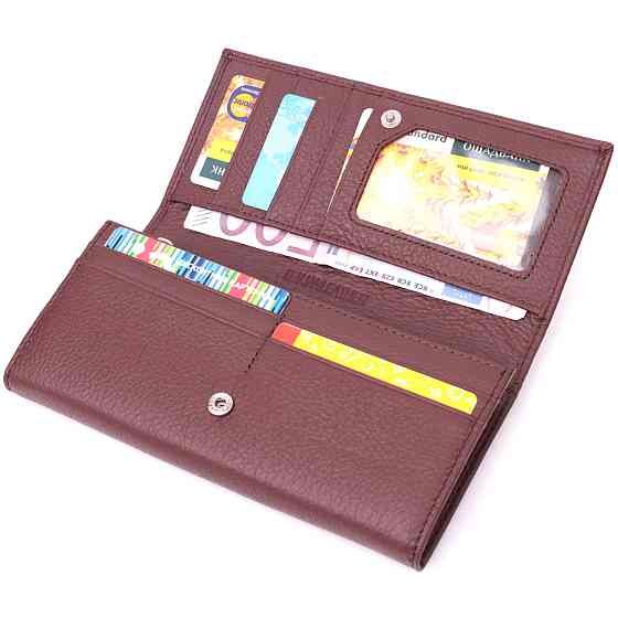 Жіночий гаманець горизонтального формату з натуральної шкіри ST Leather 22515 Бордовий Київ