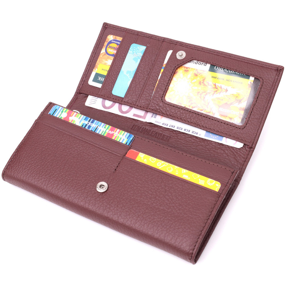 Жіночий гаманець горизонтального формату з натуральної шкіри ST Leather 22515 Бордовий Київ - фото 5