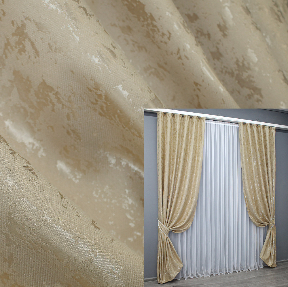 Комплект готових штор, льон мармур, колекція "Pavliani AL" колір теплий-бежевий 1570ш Київ - фото 1