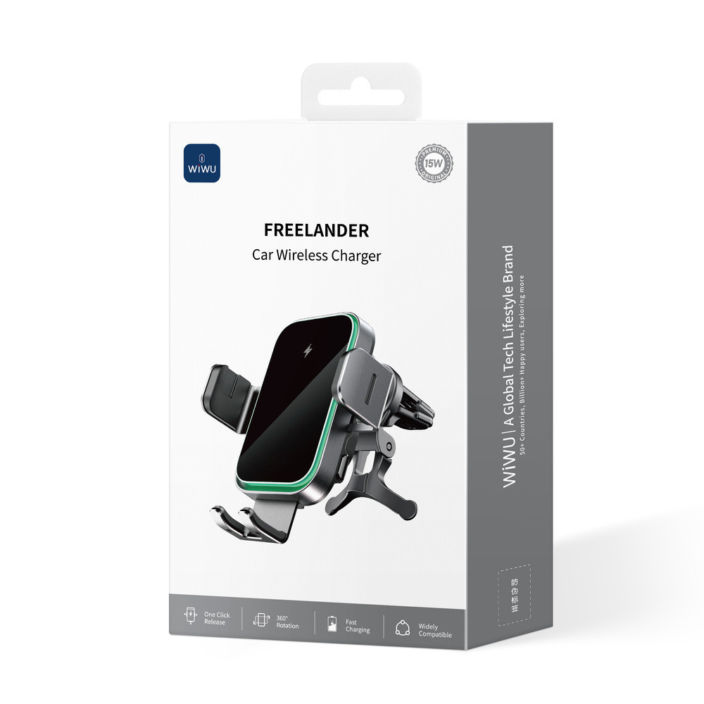 Автотримач для телефона з БЗП WIWU FREELANDER Car Wireless Charger CH-313 Black Одеса - фото 2