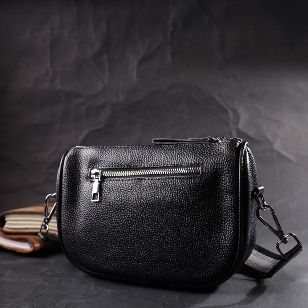 Шкіряна сумка напівкруглого формату на плече Vintage 22394 Чорна Київ - фото 9