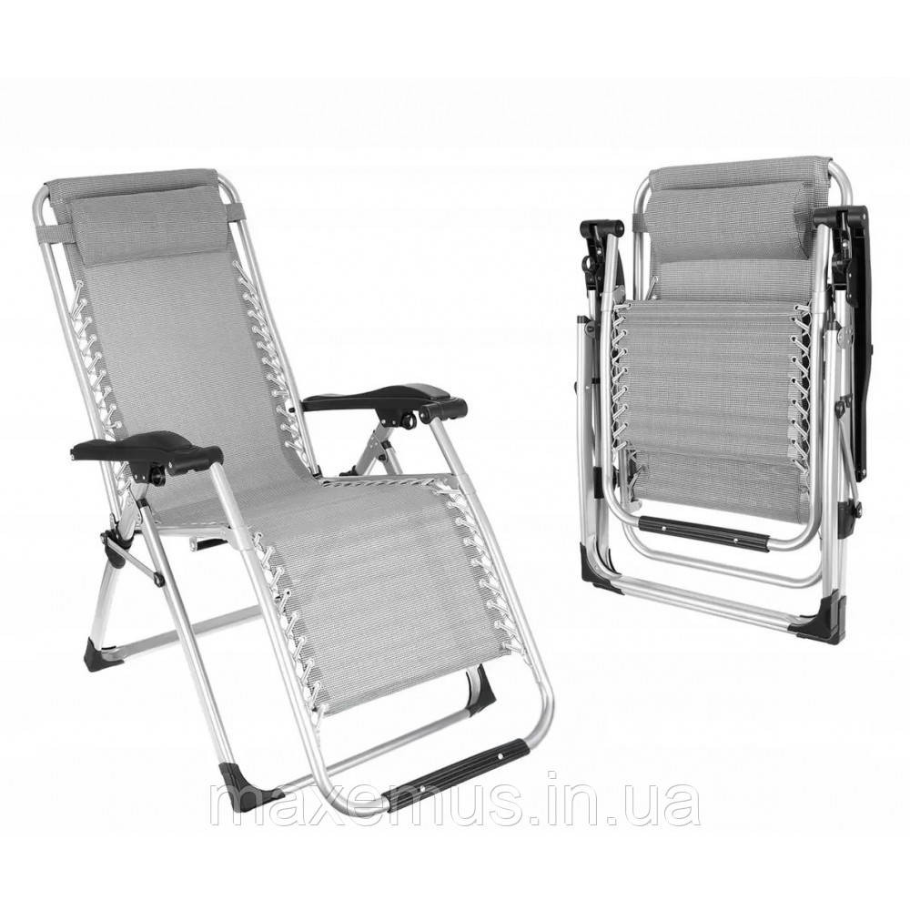 Раскладное кресло шезлонг туристический Bonro BG-007 серый Садовый лежак пляжный шезлонг Мостиська - фото 2