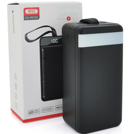 Универсальная мобильная батарея XO PR159 60000mAh PD20W+QC22.5W (Черный) Винница - изображение 8