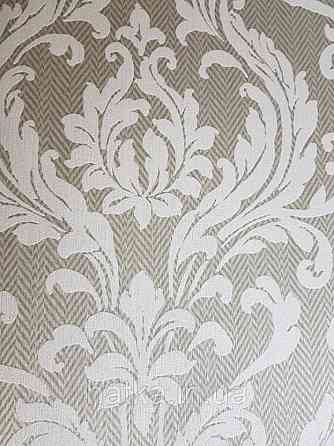 Текстильні шпалери на флізеліновій основі Cador Rasch Textil 086675 оливковий основа зигзаги ялинка вензелі Київ