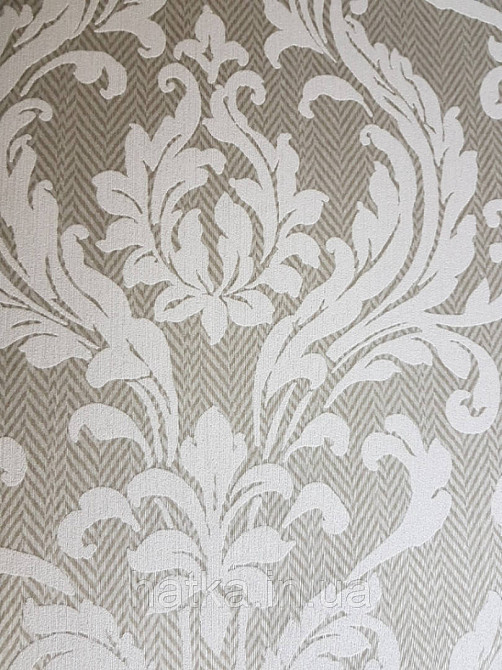 Текстильні шпалери на флізеліновій основі Cador Rasch Textil 086675 оливковий основа зигзаги ялинка вензелі Київ - фото 1