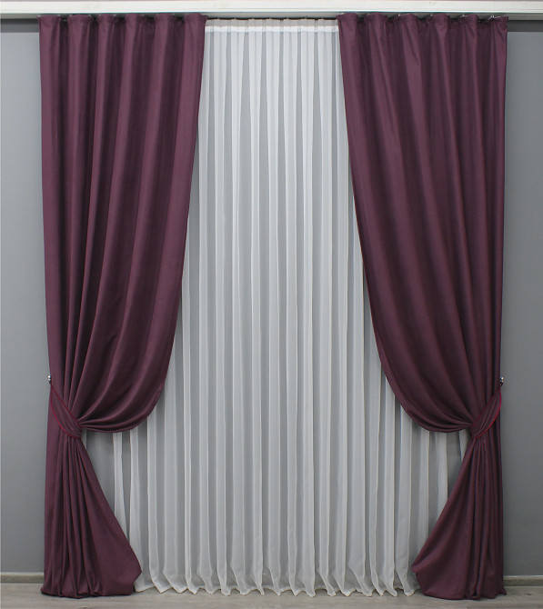 Комплект готовых штор VR-Textil Нубук однотонный № 1519ш Баклажановый 150х290 см 2 шт (33-0381 Киев - изображение 2