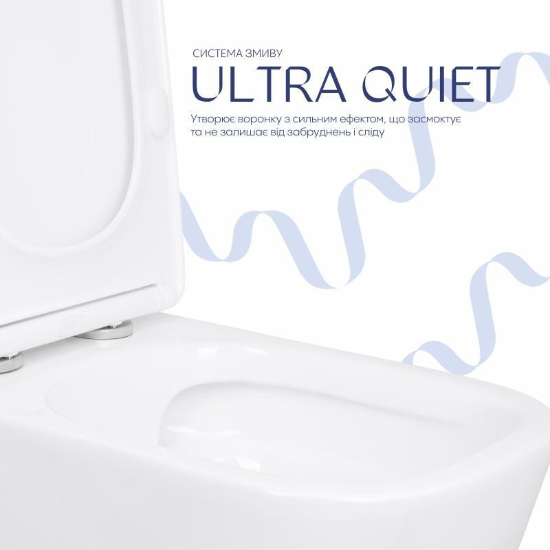 Унитаз напольный Qtap Stork Ultra Quiet 630×350×805 мм с сиденьем Soft-close, White QTSTO27W49260 Киев - изображение 5