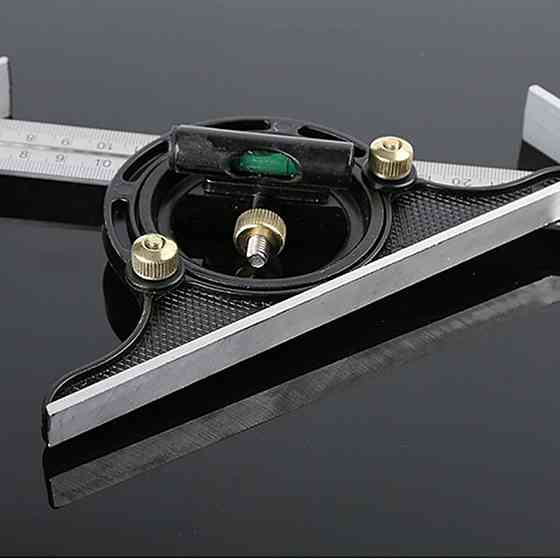 Будівельний кутомір 3в1 з транспортиром і рівнем складний металевий кутник 300мм Київ