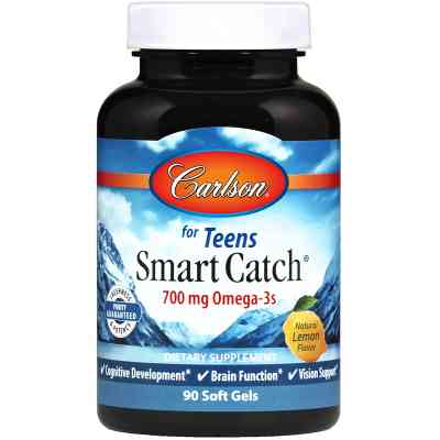 Жирные кислоты Carlson Омега-3 для Подростков, Teens Smart Catch, 90 желатиновых к (CL1611) Винница