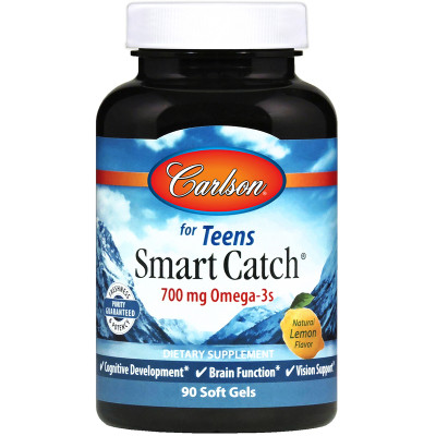 Жирные кислоты Carlson Омега-3 для Подростков, Teens Smart Catch, 90 желатиновых к (CL1611) Винница - изображение 1