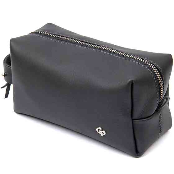 Матовий чоловічий шкіряний несесер Чорний (GRANDE PELLE) Київ