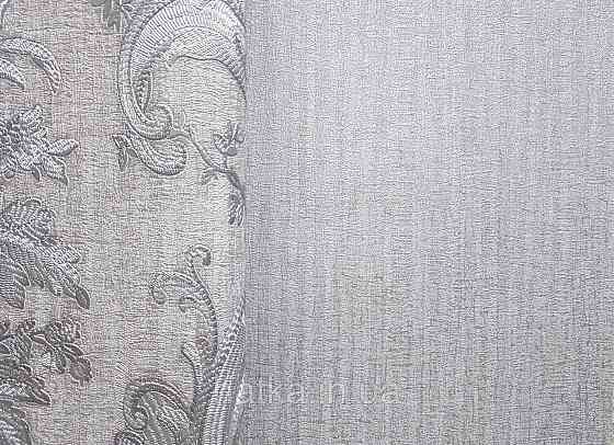 Шпалери вінілові на флізеліні AdaWall Seyyah1.06х10 однотонні смуги структурні сіро-бежеві з глянцем Київ