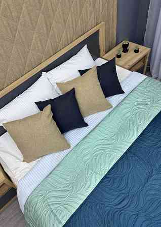 Покривало двостороннє Decorator Microfiber листя 210х215 см синій з блакитним (85-158) Київ