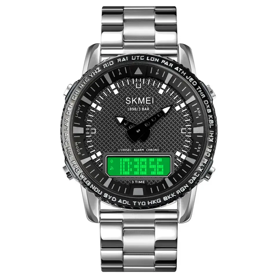 Мужские наручные часы Skmei 1898 (Серебристый с белым табло) Винница - изображение 3