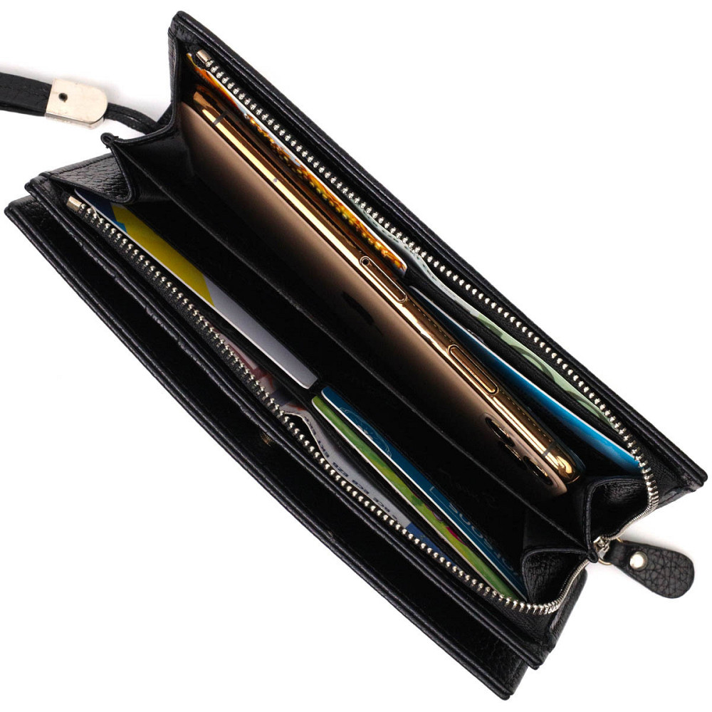 Практичный женский клатч с блоком для кредитных карт из натуральной кожи Черный (Tony Bellucci) Киев - изображение 1