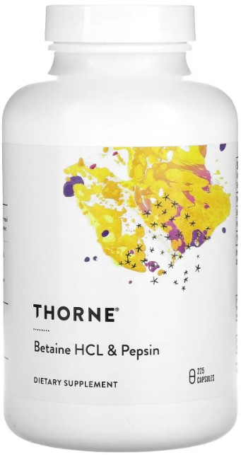 Бетаин гидрохлорид и Пепсин Thorne Betaine HCL + Pepsin 225 капс Киев - изображение 1