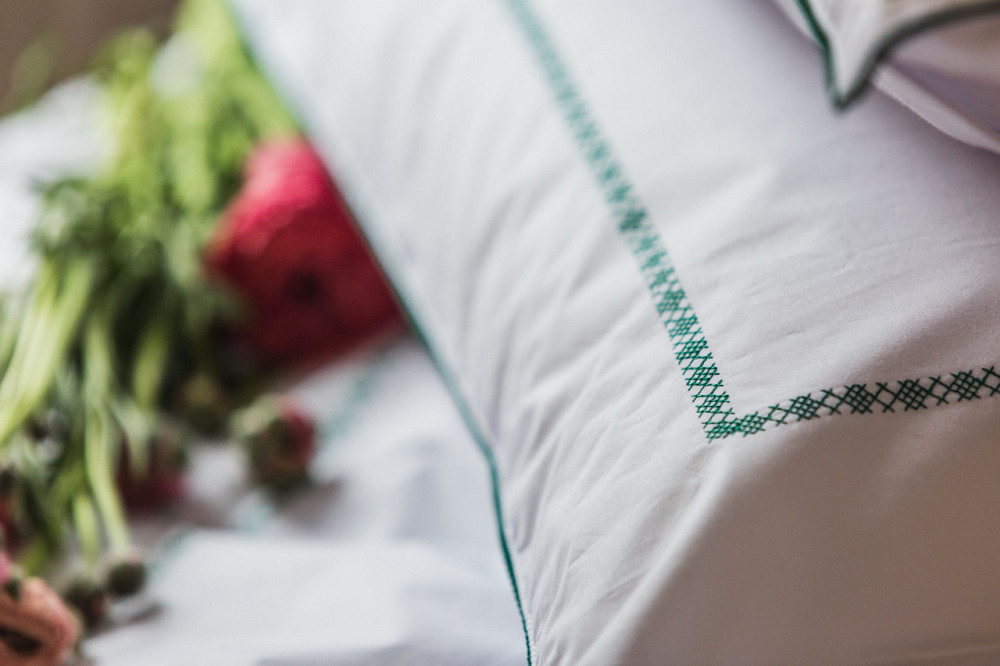 Ecotton Комплект постільної білизни Двоспальний з вишивкою та кантом український хрестик Dark G Коломыя - изображение 6