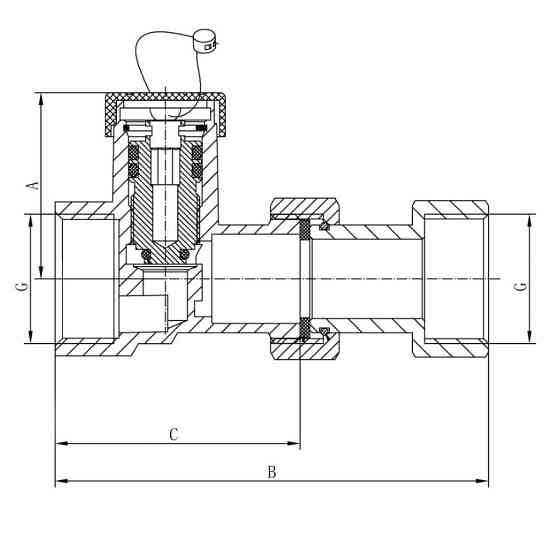 Комплект арматуры с вентилем для подключения расширительного бака Koer KR.1045 - 1