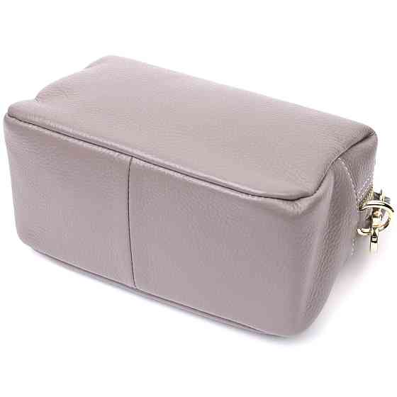 Женская интересная сумка с двумя ремнями из натуральной кожи Vintage 22275 Серый Киев