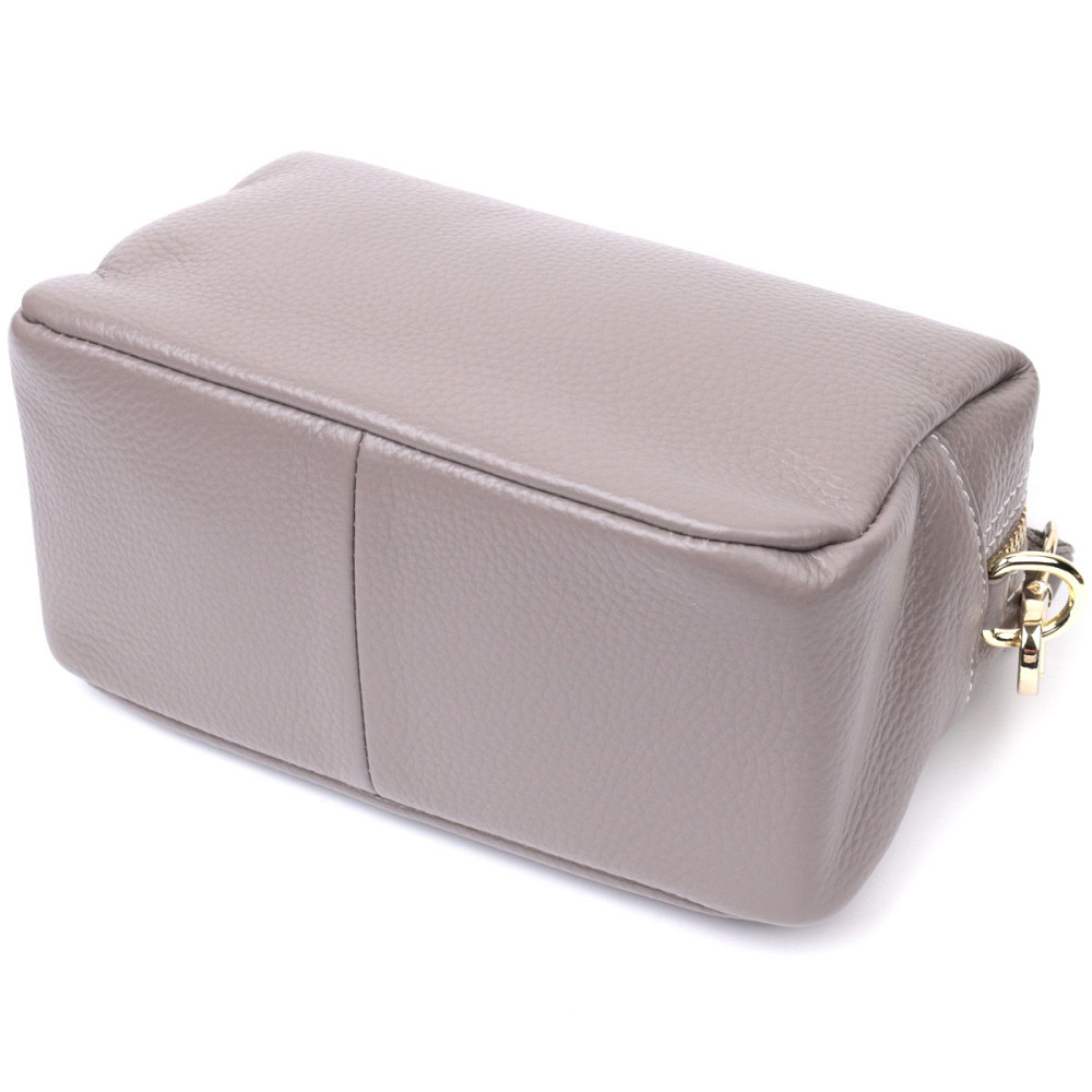 Женская интересная сумка с двумя ремнями из натуральной кожи Vintage 22275 Серый Киев - изображение 5