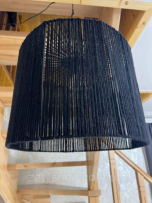 Абажур плетений круглий чорний Київ - фото 3
