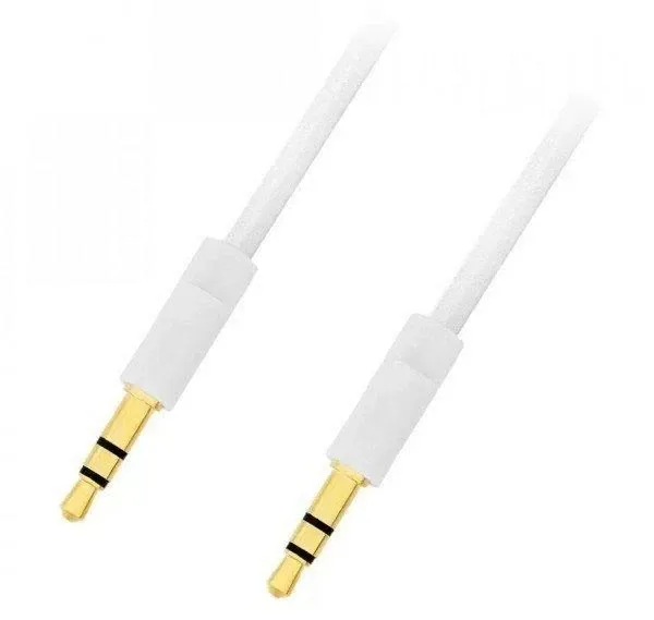 Шнур AUX штекер 3,5стерео - штекер 3,5стерео, gold, диам.-3мм, 3м, белый Полтава - изображение 1