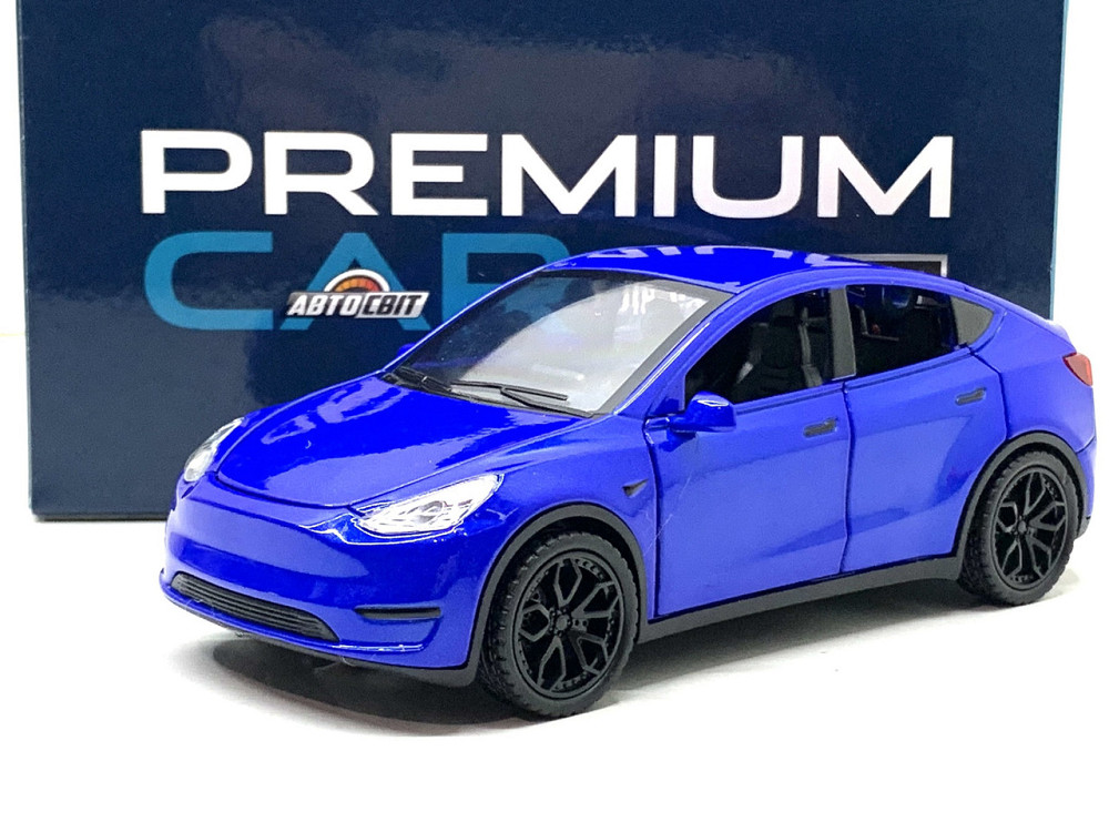 Машина Автосвіт Tesla Model Y інерційна відчиняються двері капот багажник 16см Синя (AP-1968) Чернігів - фото 3