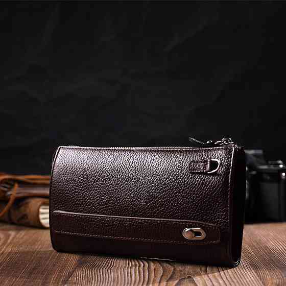 Практичный мужской клатч из натуральной кожи флотар BOND 22051 Коричневый Киев