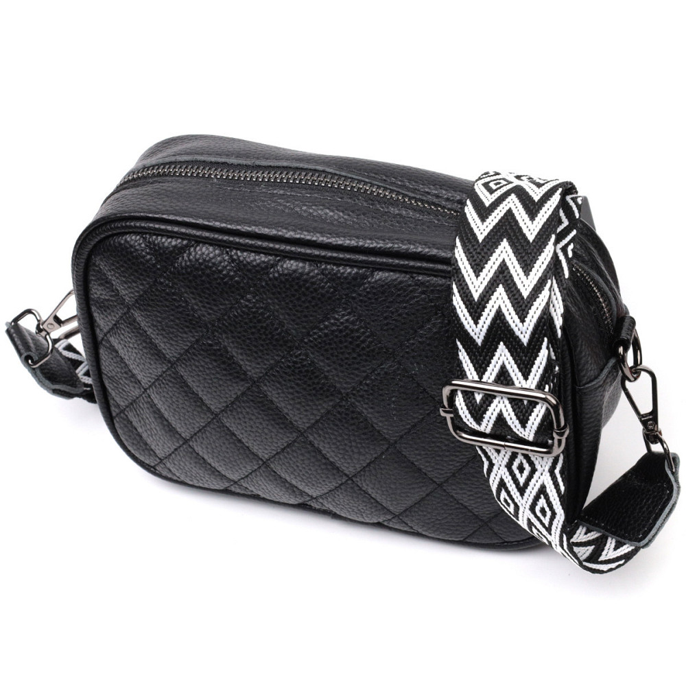 Классическая кожаная женская сумка через плечо на одно отделение Vintage 22387 Черная Киев - изображение 1