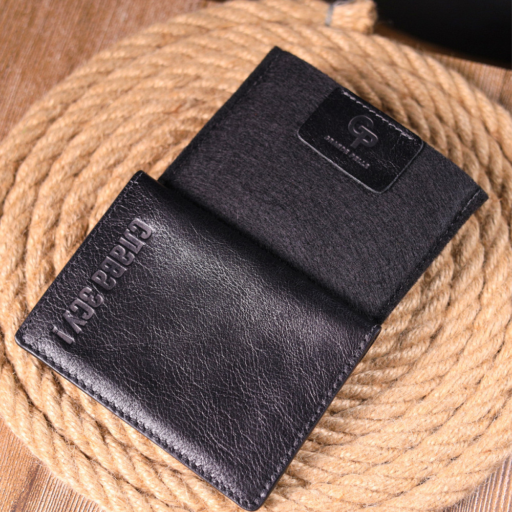 Кожаная обложка на военный билет Слава ЗСУ GRANDE PELLE 16745 Черная Киев - изображение 10