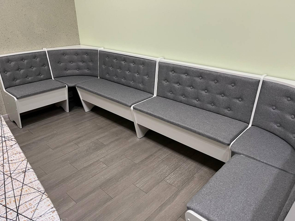 Кухонний куточок з нішами на кухню 114х154 см (на право або наліво) / Тканина - ДСП Білий Львів - фото 4