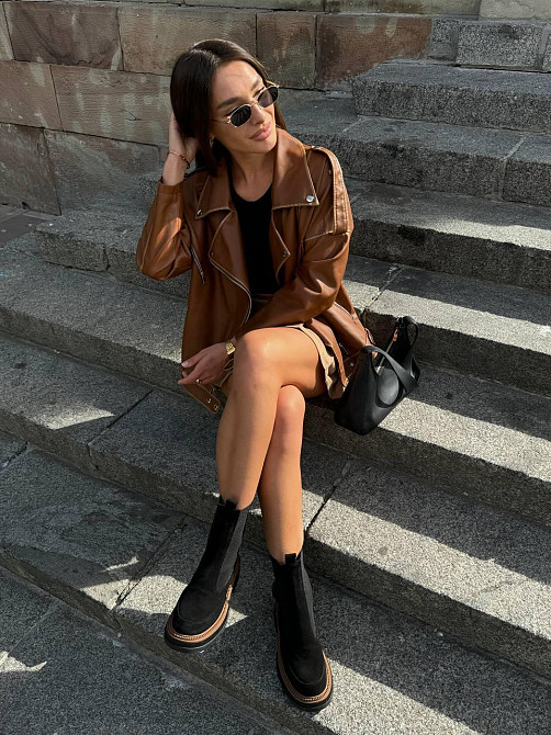 Без бренда Черевики жіночі KATI SHOES чорні замша натуральна зима висота 19 см (5733) Коломия - фото 6