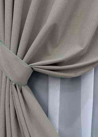 Комплект готовых штор VR-Textil Лен блэкаут № 1798ш Серый 200х270 см 2 шт (32-113) Киев