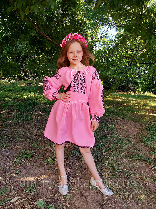 Рожева сукня-вишинка вишите плаття "Троянда-листочки" Кривий Ріг - фото 8