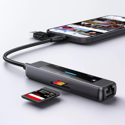 Концентратор XoKo USB-C 5-in-1 USB 3.0 + USB 2.0 + SD/TF + RJ45 100Mbps silver (XK-AC-350) Вінниця - фото 9