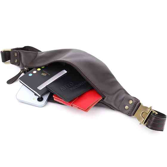 Бананка для чоловіків з гладкої натуральної шкіри Коричневий (SHVIGEL) Київ