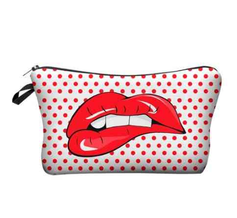 Косметичка в горох Губы 11 на 21 см бело-красный Киев