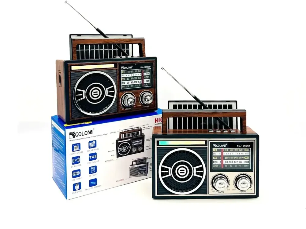 Радиоприемник Golon RX-1139SD Bluetooth Solar с фонариком, USB, microSD, AM/FM/SW, аккумуляторный Одесса - изображение 2