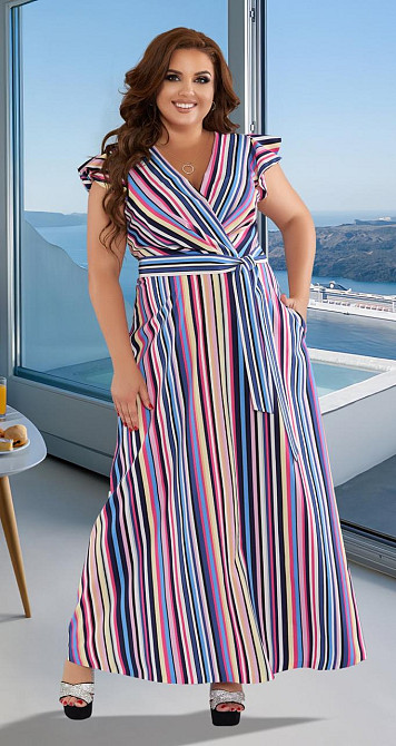 Платье без рукавов в полоску большого размера (50) Киев - изображение 1