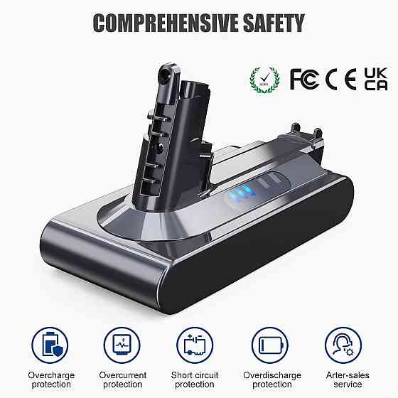 Акумулятор для пилососа EVARY V10 сірий 6000mAh 21V сумісний з Dyson V10 Animal Absolute Motorhead, змінний Li-ion, легкозамінний Київ