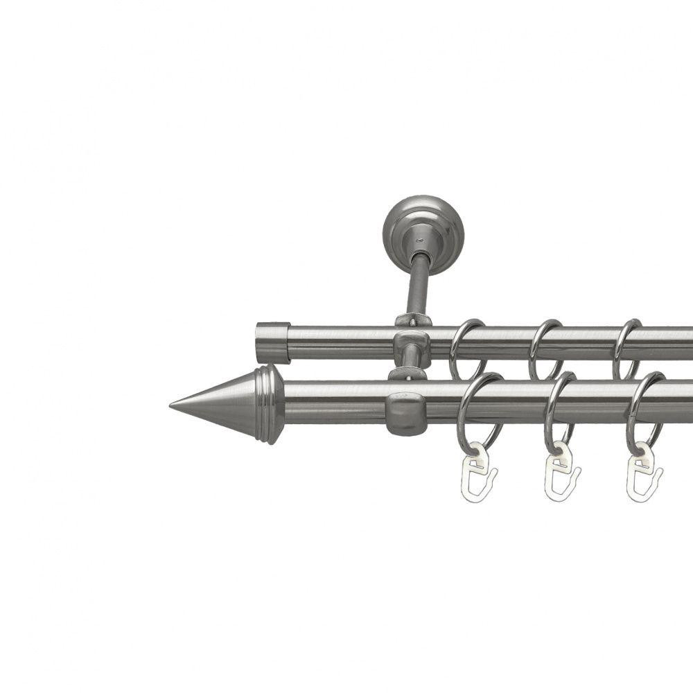 Карниз Orvit Конус металевий дворядний відкритий гладка труба кільце металеве Нержавіюча Сталь 19\16 мм 200 см (00-00016007) Львів - фото 1